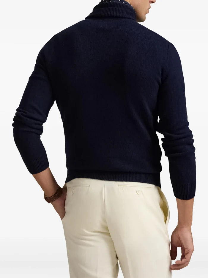 RALPH LAUREN Wool-Cotton Roll Neck Jumper Hunter Navy - MAISONDEFASHION.COM