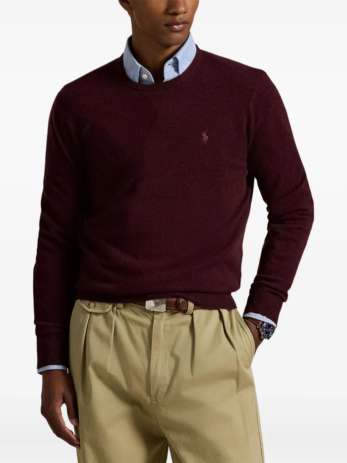 RALPH LAUREN Wool Crewneck Sweater Aged Wine Heather