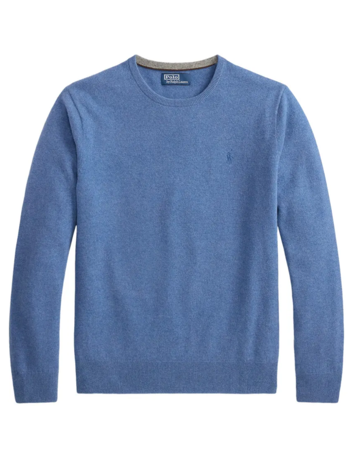 RALPH LAUREN Wool Crewneck Sweater Blue Borage Heather