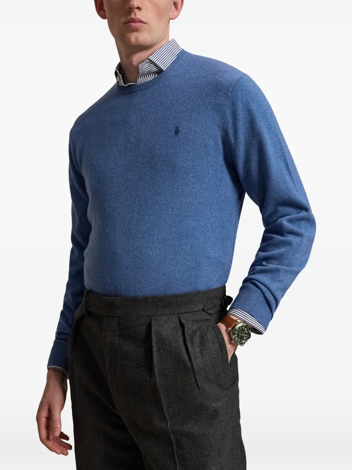 RALPH LAUREN Wool Crewneck Sweater Blue Borage Heather