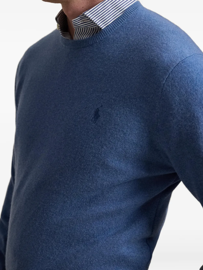RALPH LAUREN Wool Crewneck Sweater Blue Borage Heather