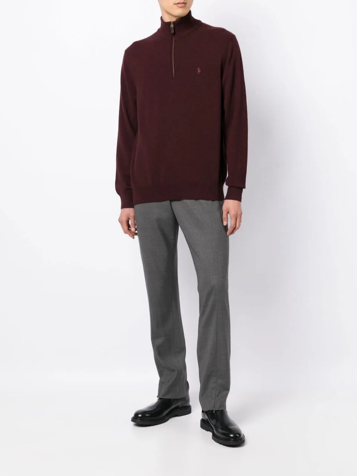 RALPH LAUREN Wool Quarter-Zip Sweater Aged Wine Heather