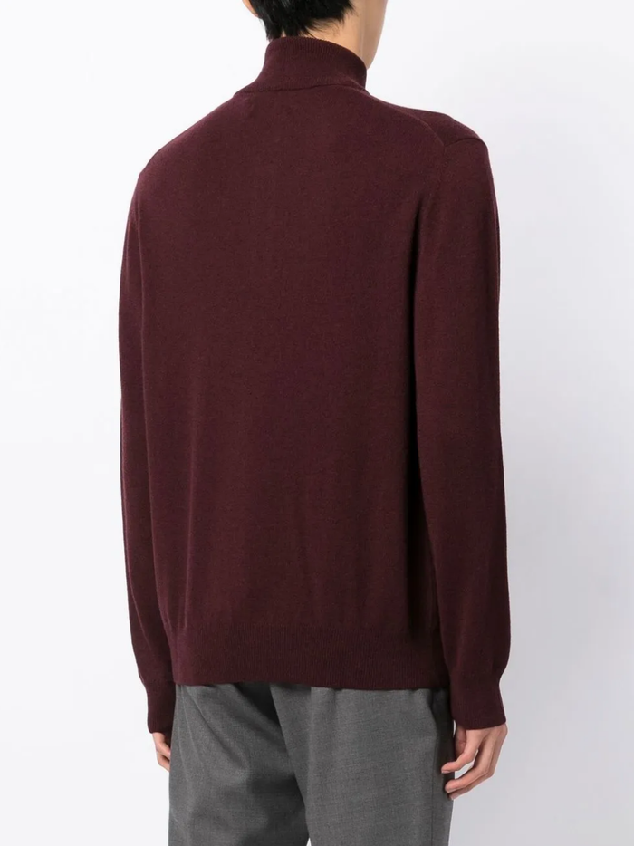 RALPH LAUREN Wool Quarter-Zip Sweater Aged Wine Heather