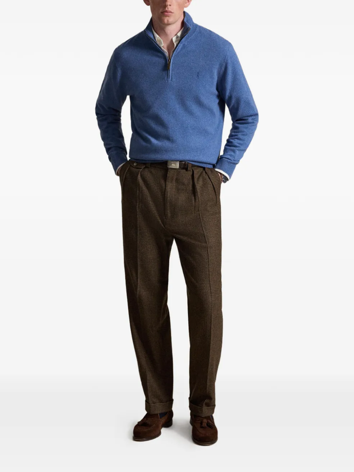 RALPH LAUREN Wool Quarter-Zip Sweater Blue Borage Heather