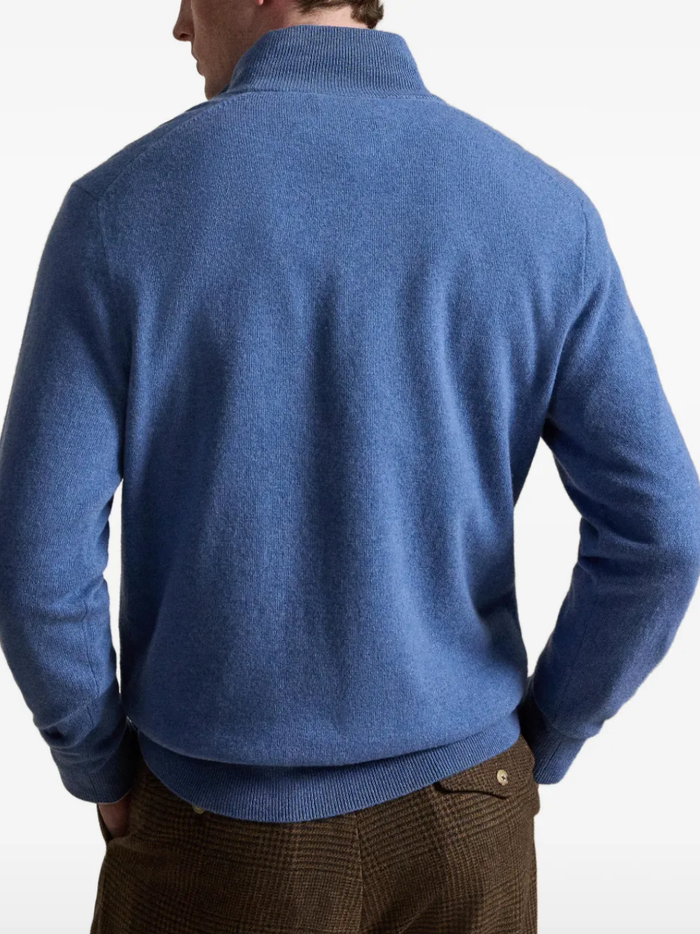 RALPH LAUREN Wool Quarter-Zip Sweater Blue Borage Heather
