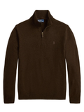 RALPH LAUREN Wool Quarter-Zip Sweater Cinnamon Brown Heather