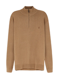 RALPH LAUREN Wool Quarter-Zip Sweater Crouton Tan Heather