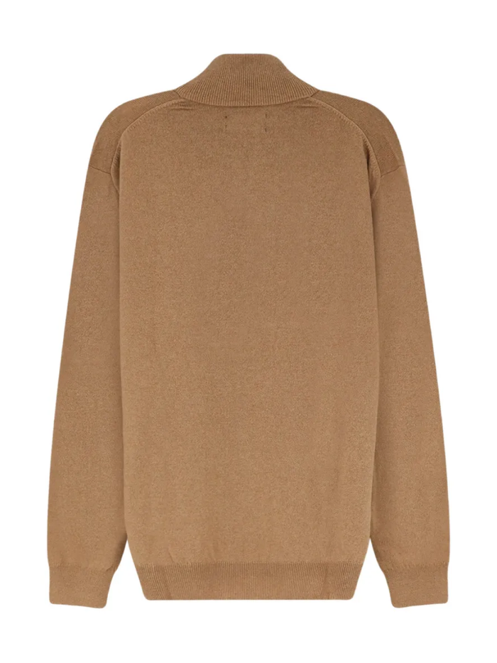 RALPH LAUREN Wool Quarter-Zip Sweater Crouton Tan Heather