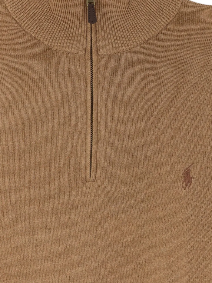 RALPH LAUREN Wool Quarter-Zip Sweater Crouton Tan Heather