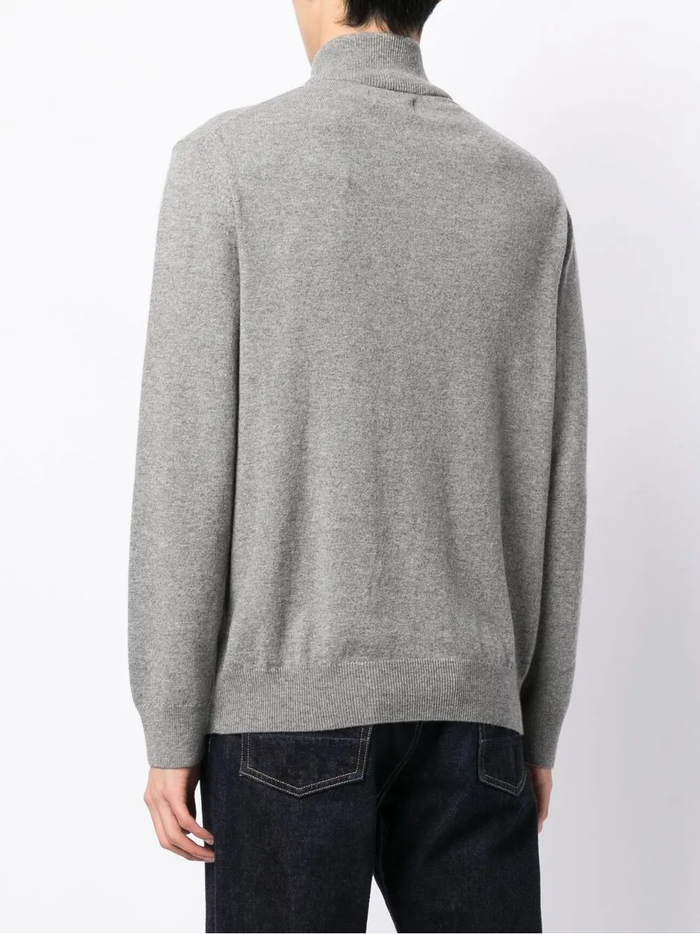 RALPH LAUREN Wool Quarter-Zip Sweater Fawn Grey Heather