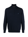 RALPH LAUREN Wool Quarter-Zip Sweater Hunter Navy