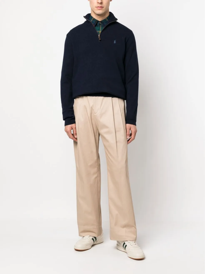 RALPH LAUREN Wool Quarter-Zip Sweater Hunter Navy