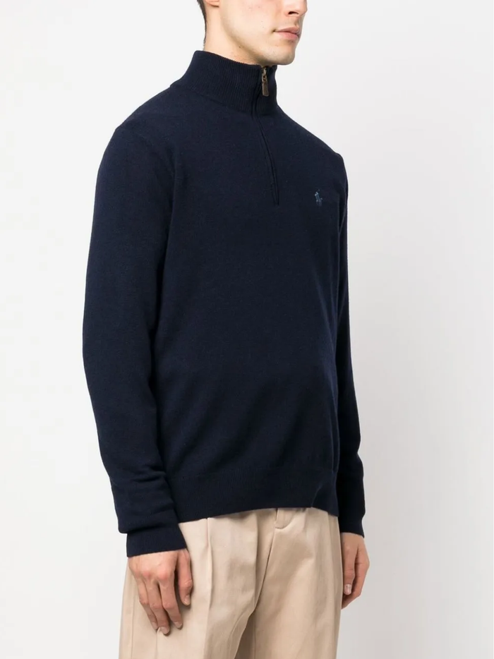 RALPH LAUREN Wool Quarter-Zip Sweater Hunter Navy
