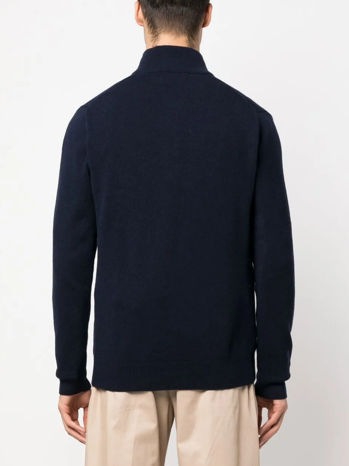 RALPH LAUREN Wool Quarter-Zip Sweater Hunter Navy