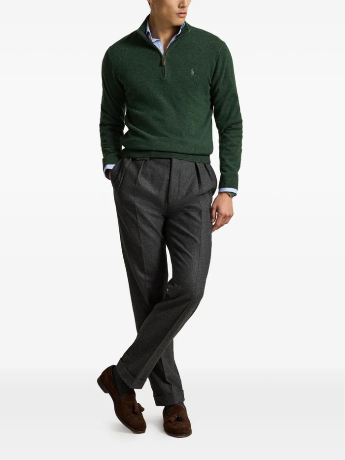 RALPH LAUREN Wool Quarter-Zip Sweater Lodgepole Pine Heather