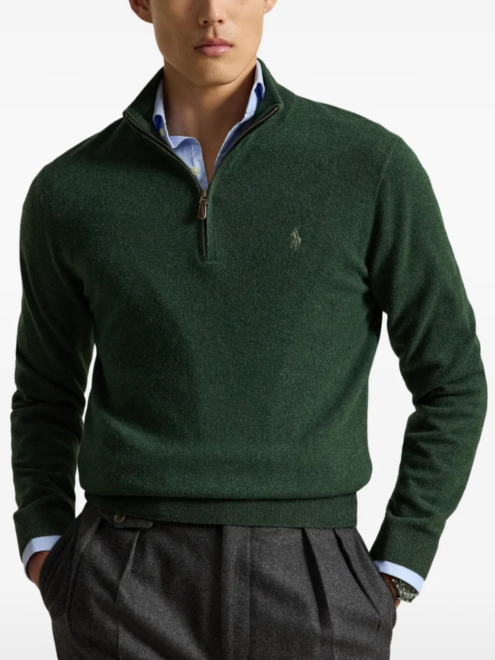 RALPH LAUREN Wool Quarter-Zip Sweater Lodgepole Pine Heather