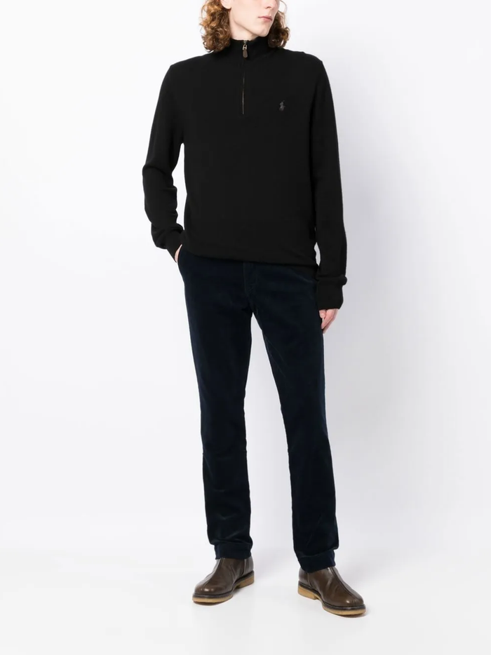 RALPH LAUREN Wool Quarter-Zip Sweater Polo Black