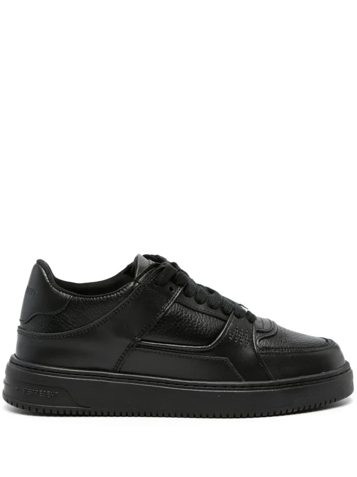 REPRESENT Apex Panelled Leather Sneakers Triple Black - MAISONDEFASHION.COM