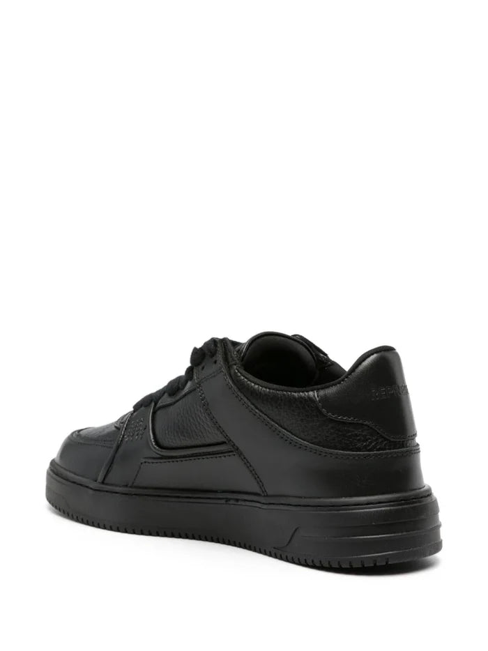 REPRESENT Apex Panelled Leather Sneakers Triple Black - MAISONDEFASHION.COM
