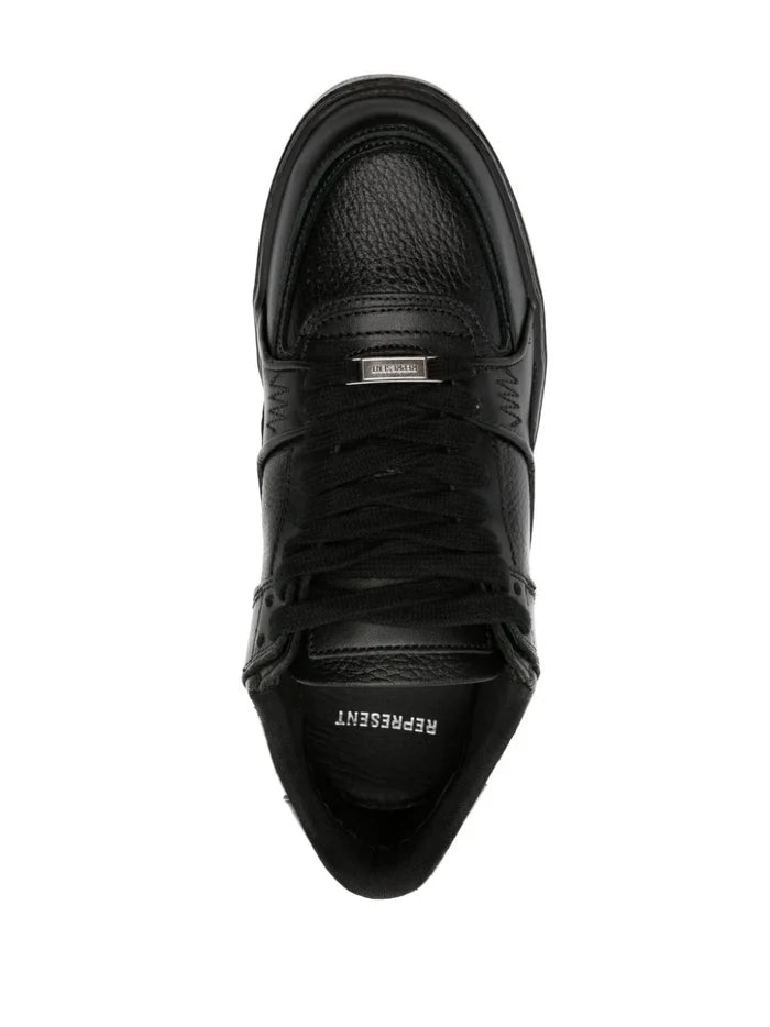 REPRESENT Apex Panelled Leather Sneakers Triple Black - MAISONDEFASHION.COM