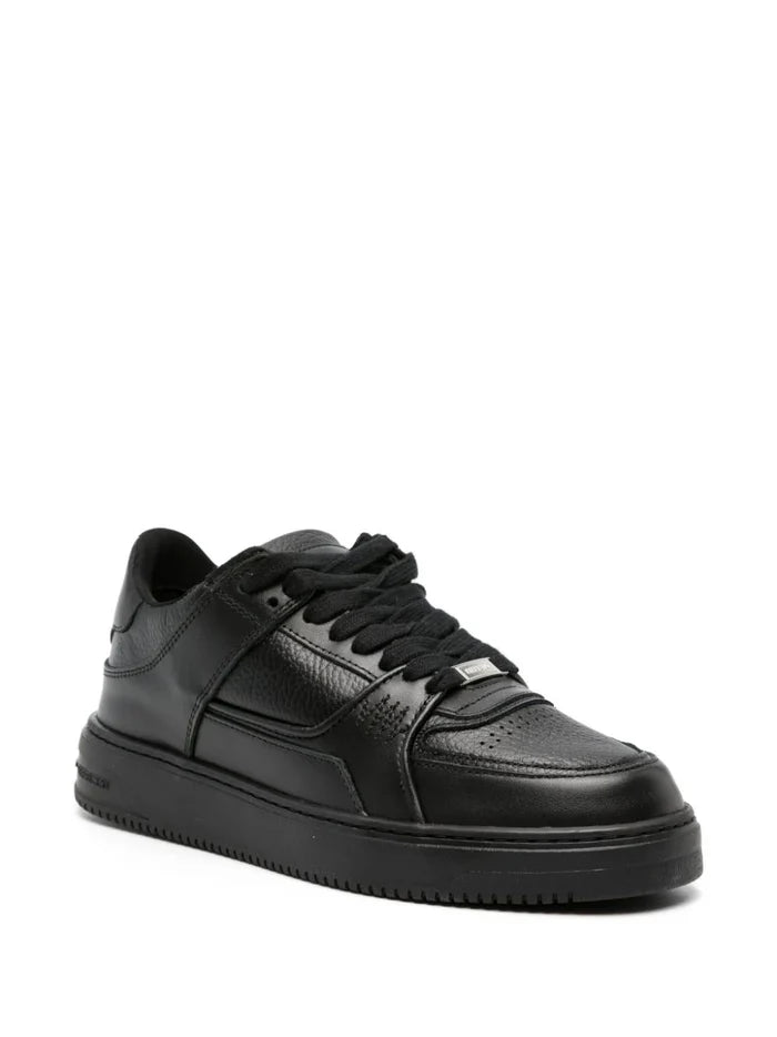 REPRESENT Apex Panelled Leather Sneakers Triple Black - MAISONDEFASHION.COM