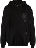REPRESENT Cherub Initial Logo Print Cotton Hoodie Jet Black - MAISONDEFASHION.COM