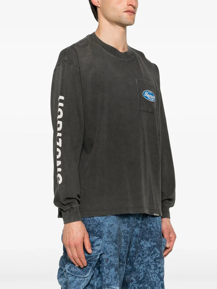REPRESENT Classic Parts Graphic Cotton Longsleeve T-Shirt Aged Black - MAISONDEFASHION.COM
