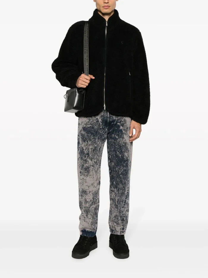 REPRESENT Fleece Zip Through Jacket Jet Black - MAISONDEFASHION.COM
