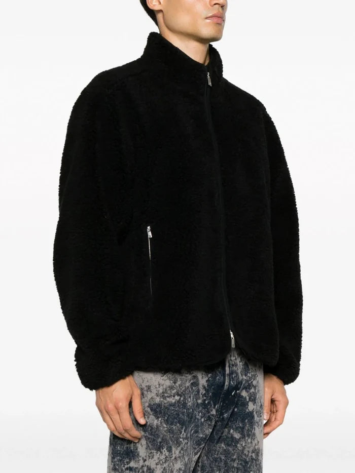 REPRESENT Fleece Zip Through Jacket Jet Black - MAISONDEFASHION.COM