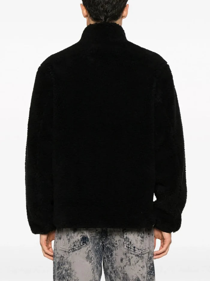 REPRESENT Fleece Zip Through Jacket Jet Black - MAISONDEFASHION.COM