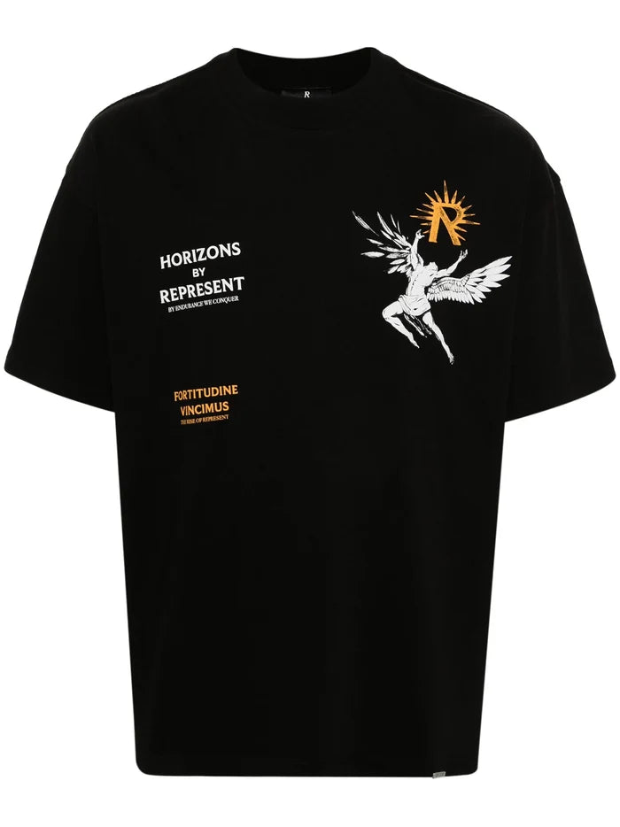 REPRESENT Icarus Graphic Cotton T-Shirt Jet Black - MAISONDEFASHION.COM