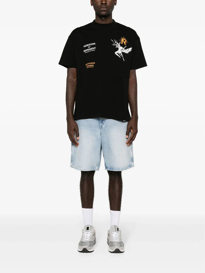 REPRESENT Icarus Graphic Cotton T-Shirt Jet Black - MAISONDEFASHION.COM