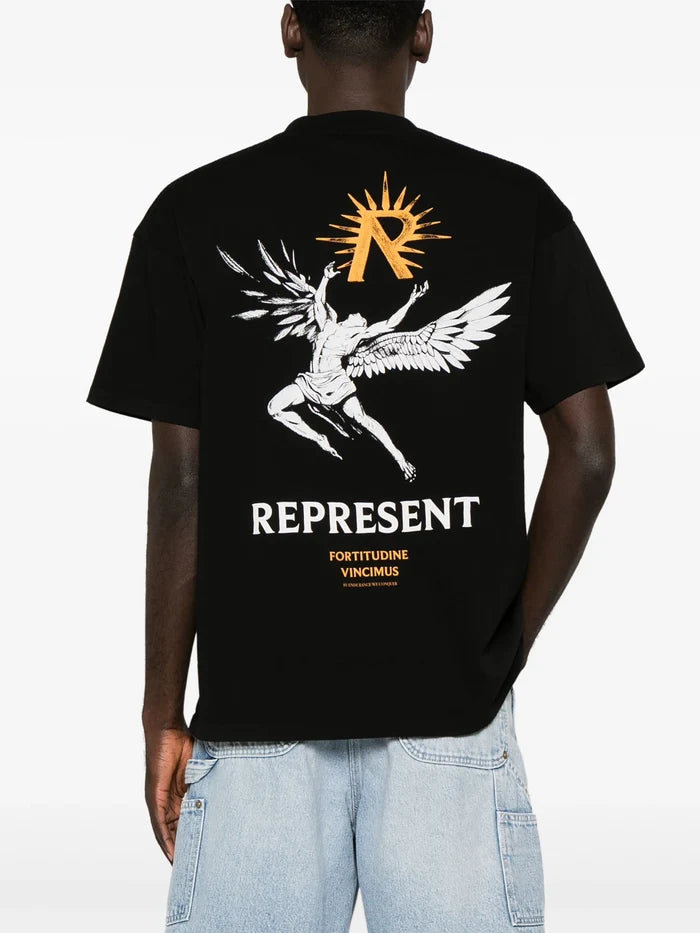 REPRESENT Icarus Graphic Cotton T-Shirt Jet Black - MAISONDEFASHION.COM