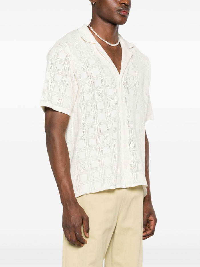 REPRESENT Lace Knitted Organic Cotton Shirt Chalk - MAISONDEFASHION.COM