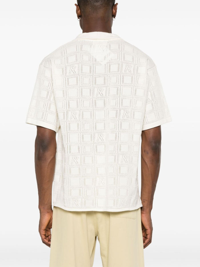 REPRESENT Lace Knitted Organic Cotton Shirt Chalk - MAISONDEFASHION.COM