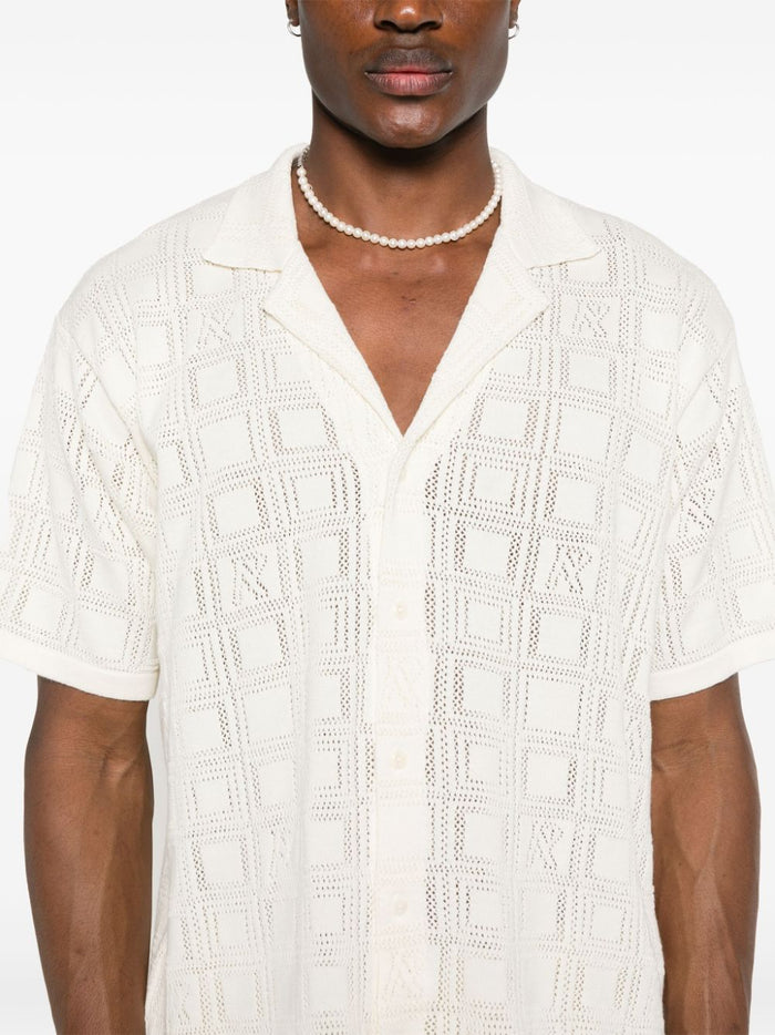 REPRESENT Lace Knitted Organic Cotton Shirt Chalk - MAISONDEFASHION.COM