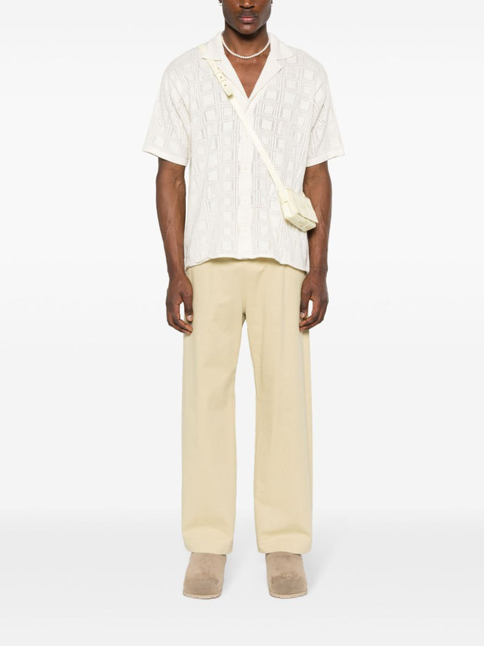 REPRESENT Lace Knitted Organic Cotton Shirt Chalk - MAISONDEFASHION.COM