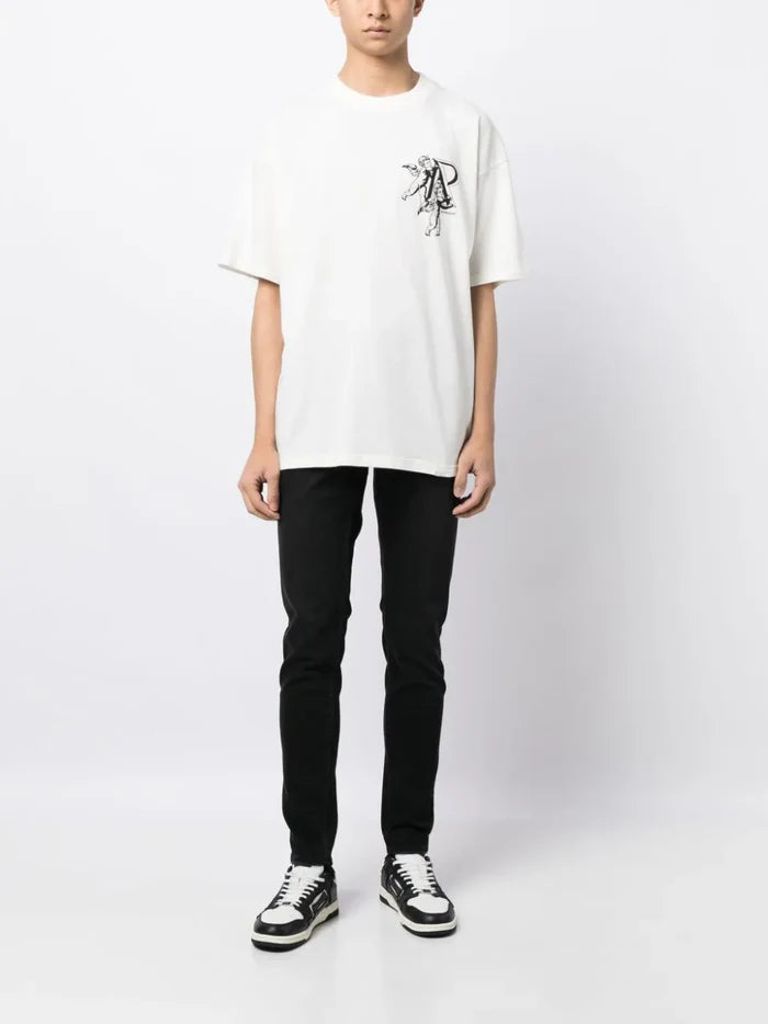 REPRESENT Cherub Initial logo-print cotton T-shirt Flat White - MAISONDEFASHION.COM