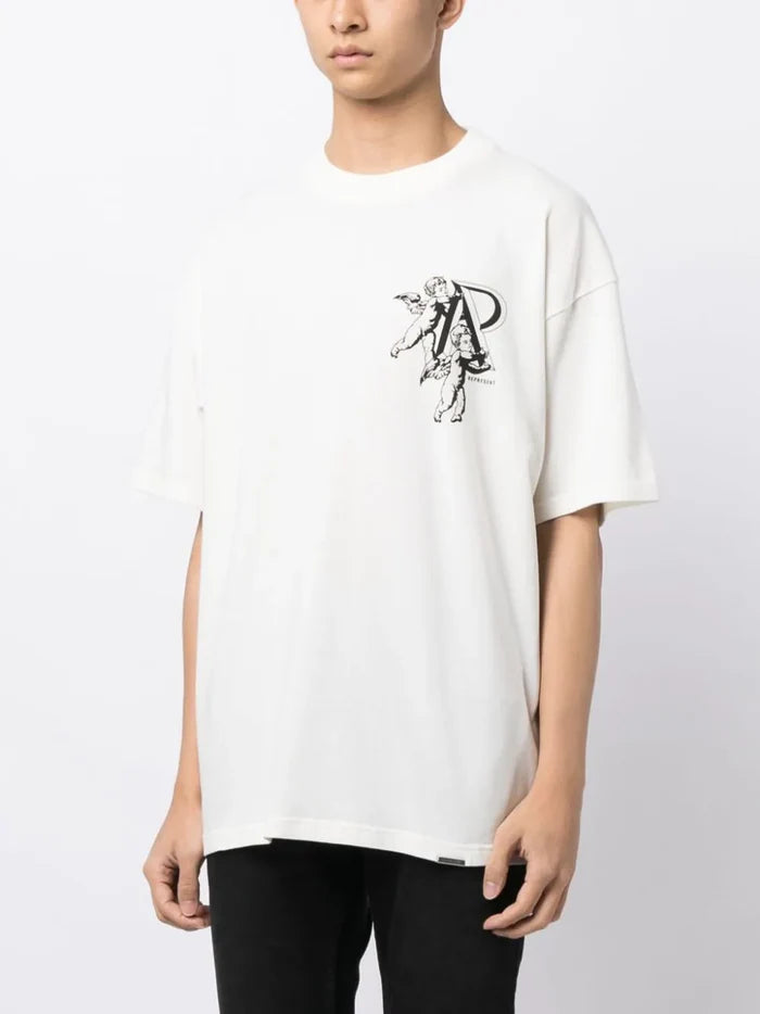 REPRESENT Cherub Initial logo-print cotton T-shirt Flat White - MAISONDEFASHION.COM