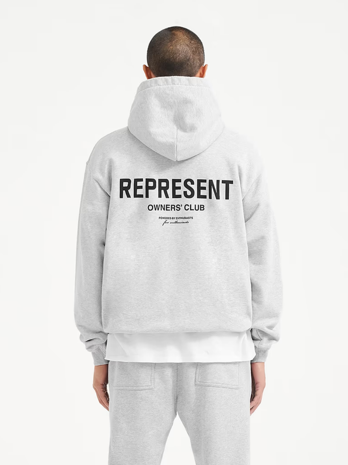 REPRESENT Owners Club Hoodie Ash Grey - MAISONDEFASHION.COM