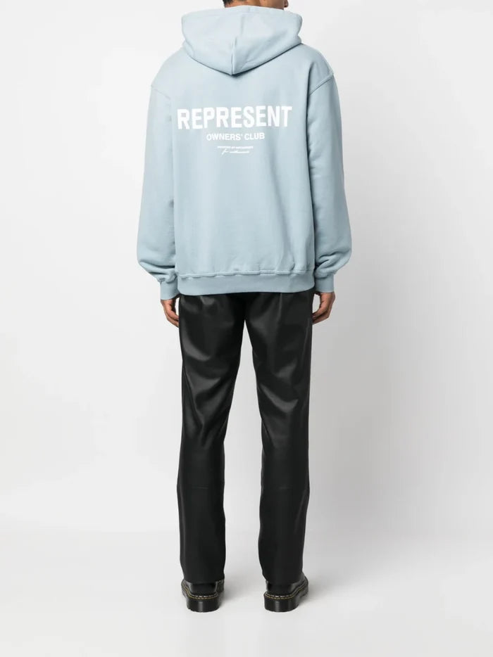 REPRESENT Owners Club Hoodie Powder Blue - MAISONDEFASHION.COM