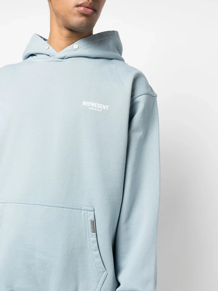 REPRESENT Owners Club Hoodie Powder Blue - MAISONDEFASHION.COM
