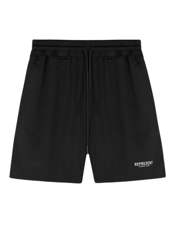 REPRESENT Owners Club Mesh Shorts Black - MAISONDEFASHION.COM