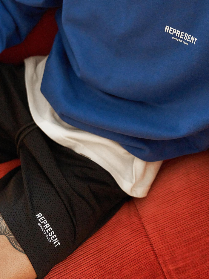REPRESENT Owners Club Mesh Shorts Black - MAISONDEFASHION.COM