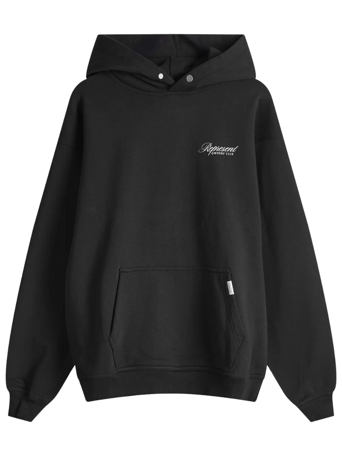 REPRESENT Owners Club Script Hoodie Black - MAISONDEFASHION.COM