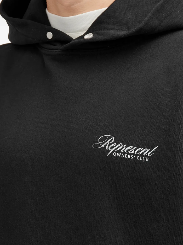 REPRESENT Owners Club Script Hoodie Black - MAISONDEFASHION.COM