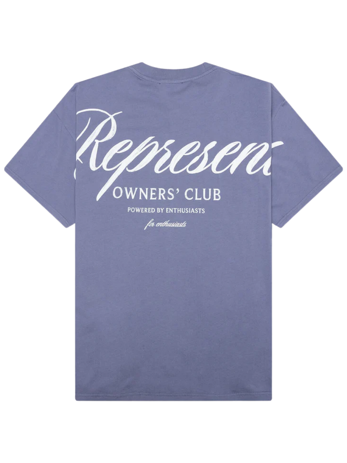 REPRESENT Owners Club Script T-Shirt Dusty Blue - MAISONDEFASHION.COM