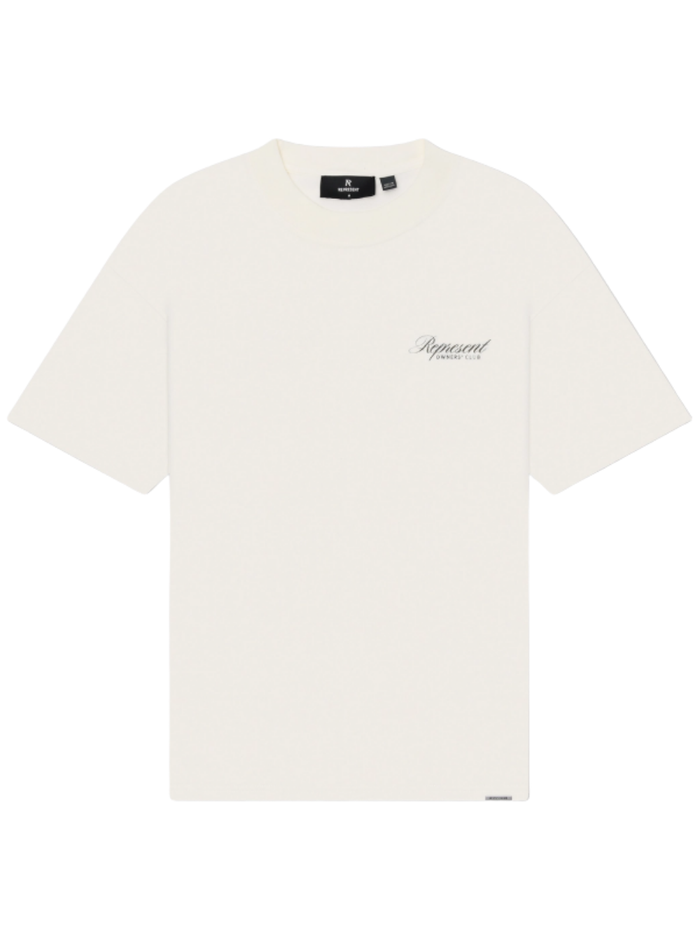 REPRESENT Owners Club Script T-Shirt Flat White - MAISONDEFASHION.COM