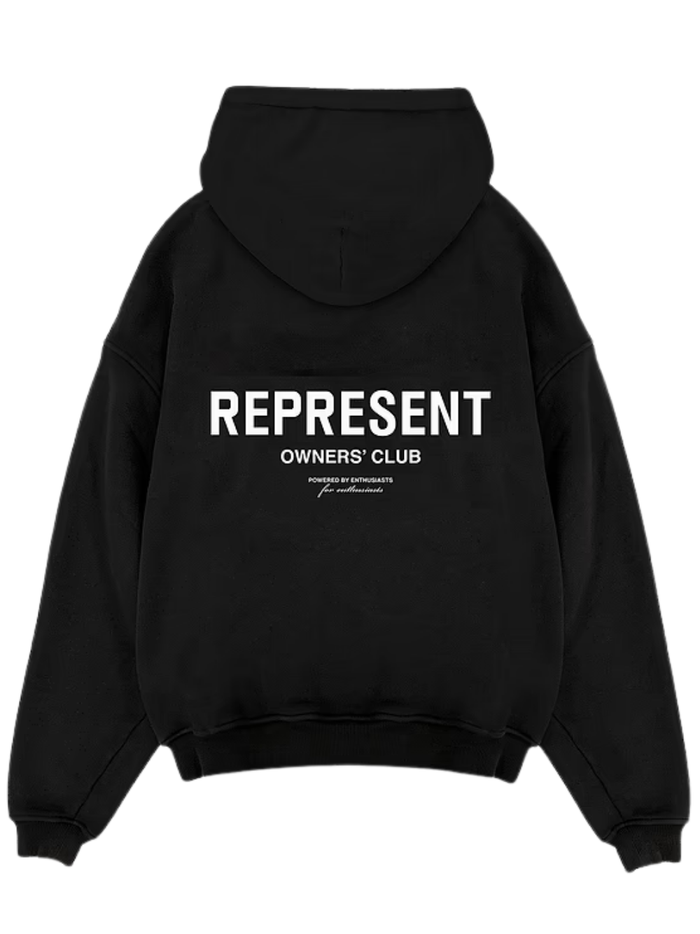 REPRESENT Owners Club Zip Hoodie Black - MAISONDEFASHION.COM