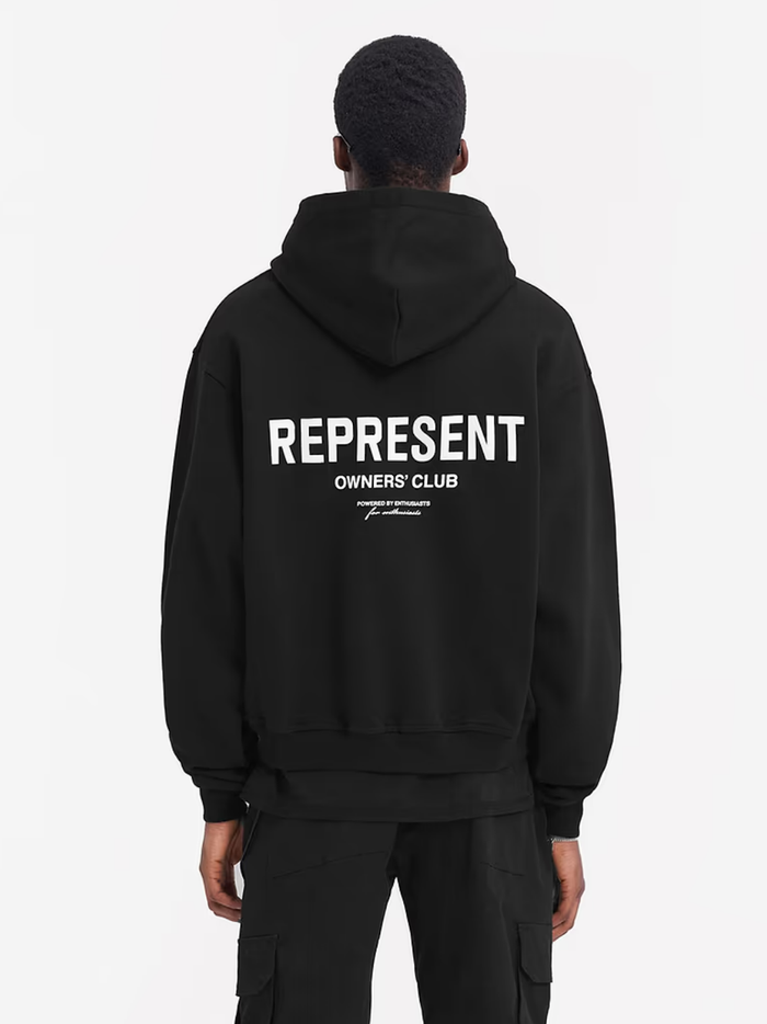 REPRESENT Owners Club Zip Hoodie Black - MAISONDEFASHION.COM